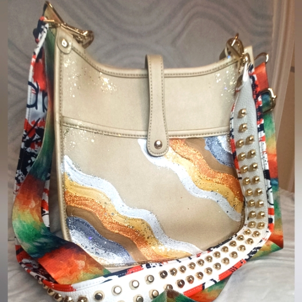 Anca Barbu ...1 Of 1.... Handpainted Leather Crossbody..... 10x11x3